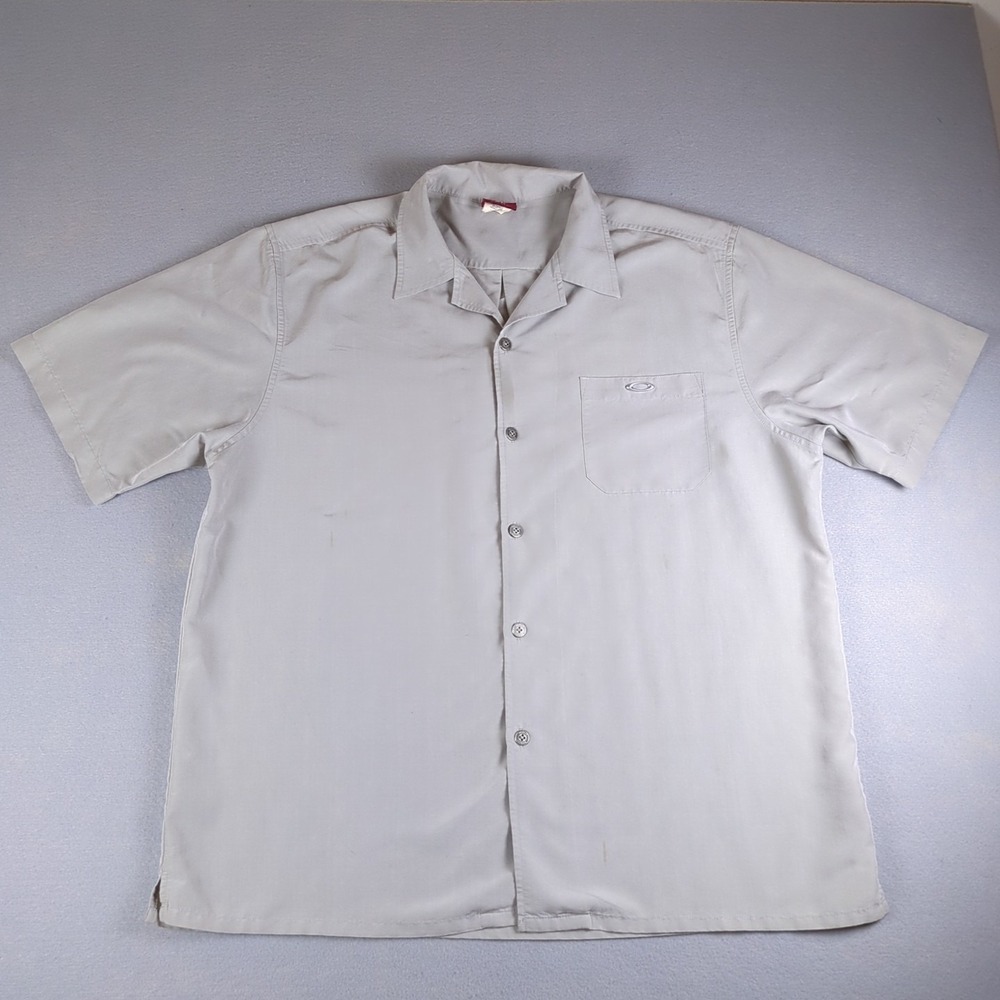 Vintage Y2K Oakley Software Button Up Shirt Mens Extra Large Gray Short Sleeve